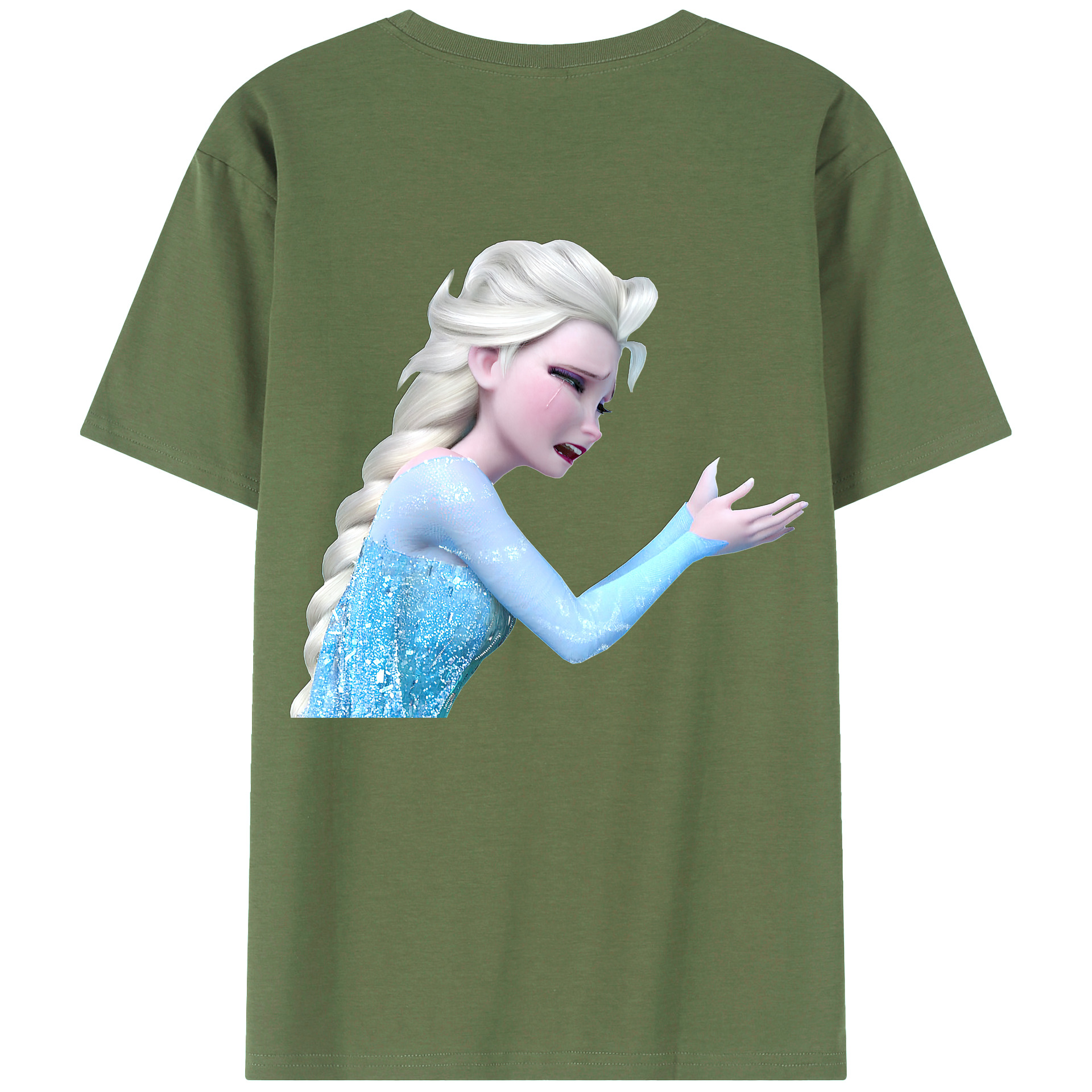 （画像用） アナと雪の女王 アンナ エルサ Frozen Anna Elsa 綿100％ メンズ半袖Tシャツ（バックプリント） 通気性